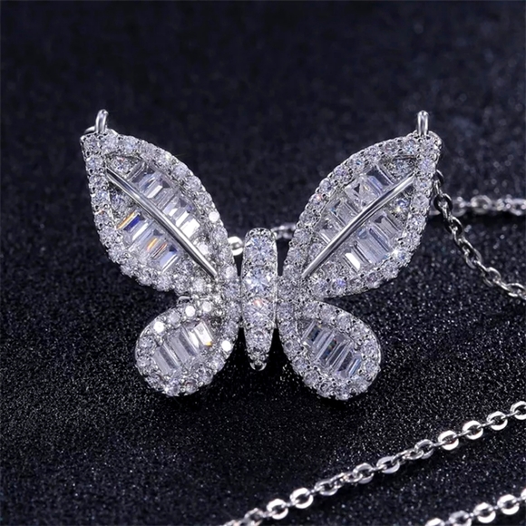 Jewelry - New Silver Butterfly Diamond Necklace